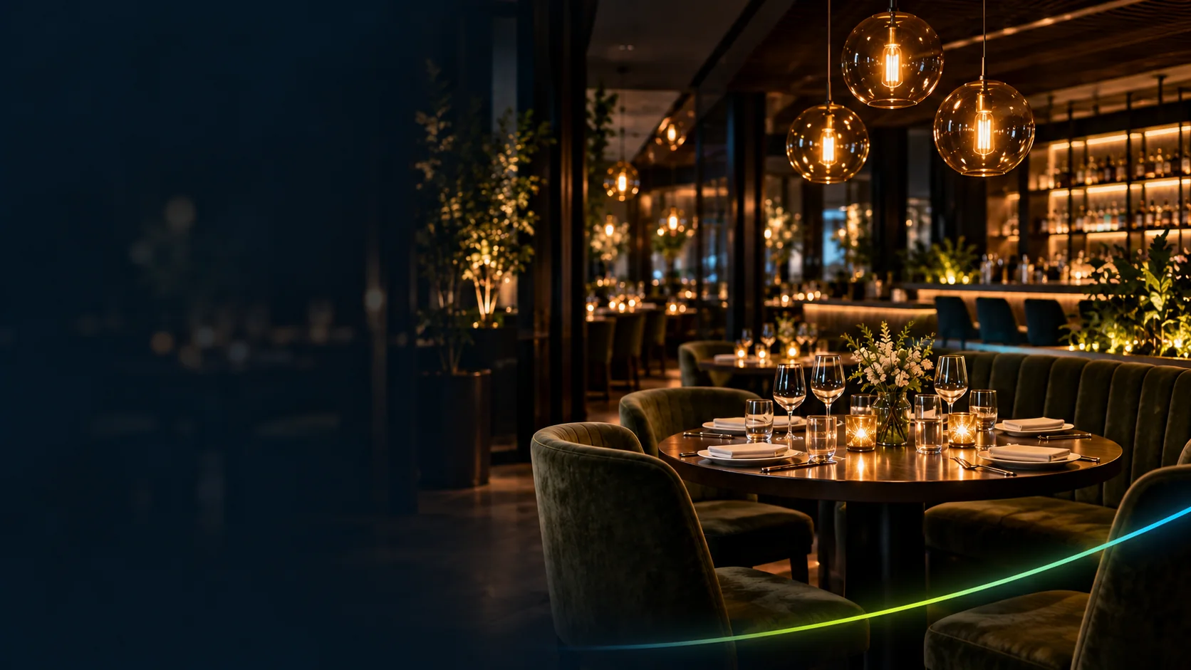 An atmospheric venue set for an evening event